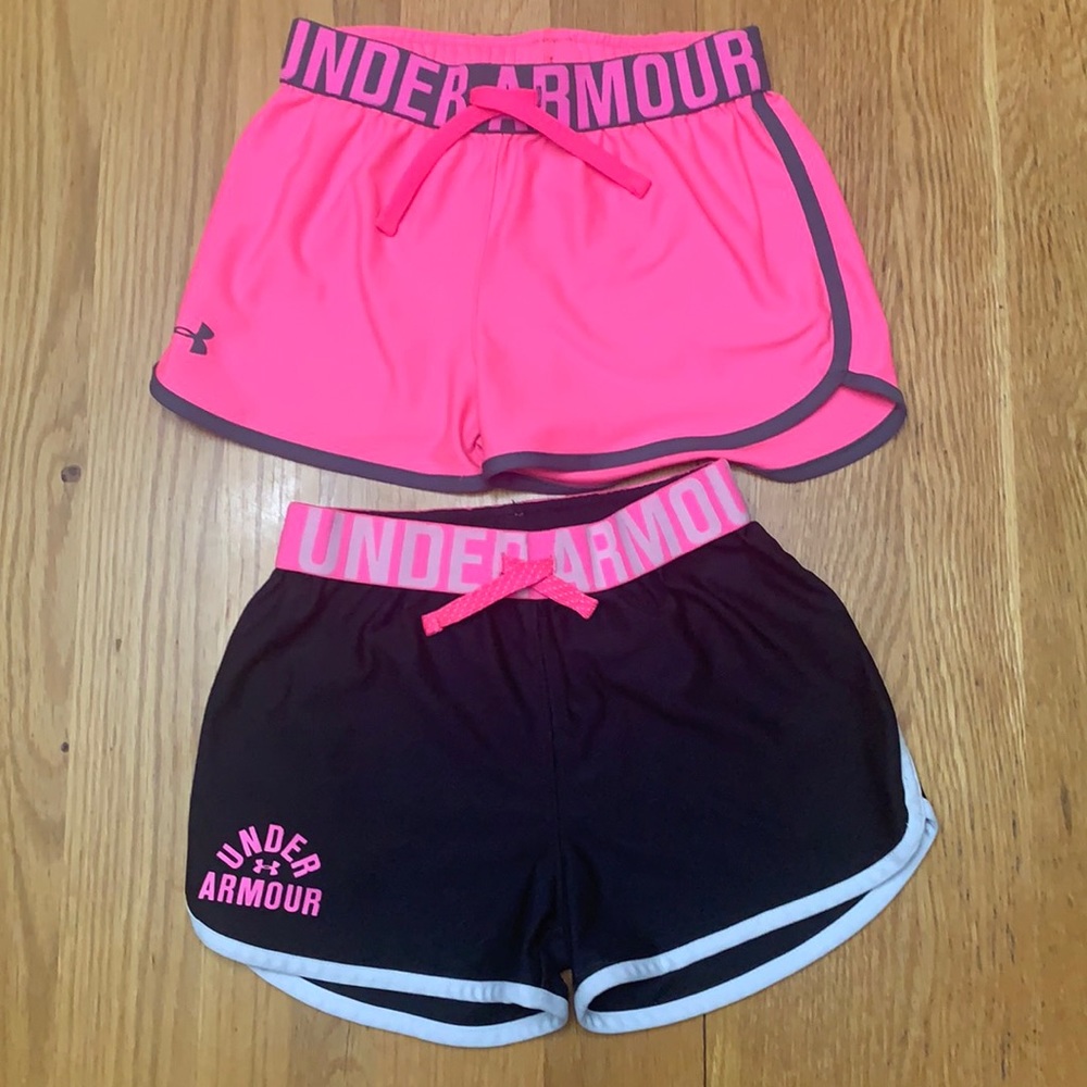 2 pair of kids UNDER ARMOUR loose fit shorts